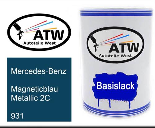 Mercedes-Benz, Magneticblau Metallic 2C, 931: 500ml Lackdose, von ATW Autoteile West.